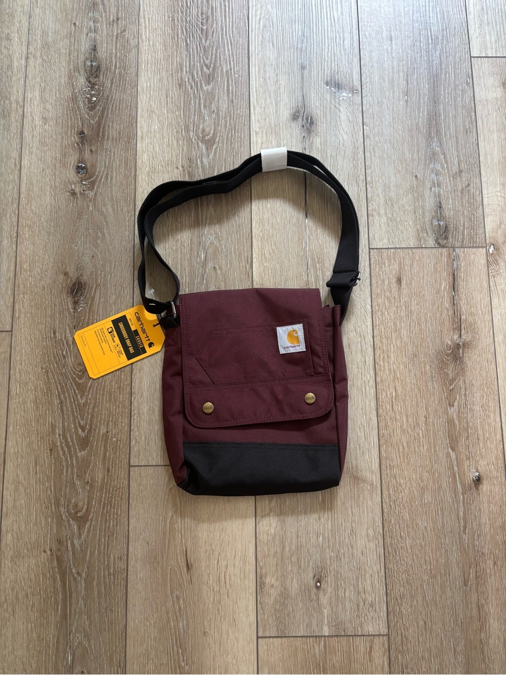 Carhartt Crossbody Snap Bag in the "Port" (wine/burgundy) colorway. Nwt
